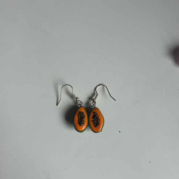 Handmade Papaya Earrings - Picture 1 of 1